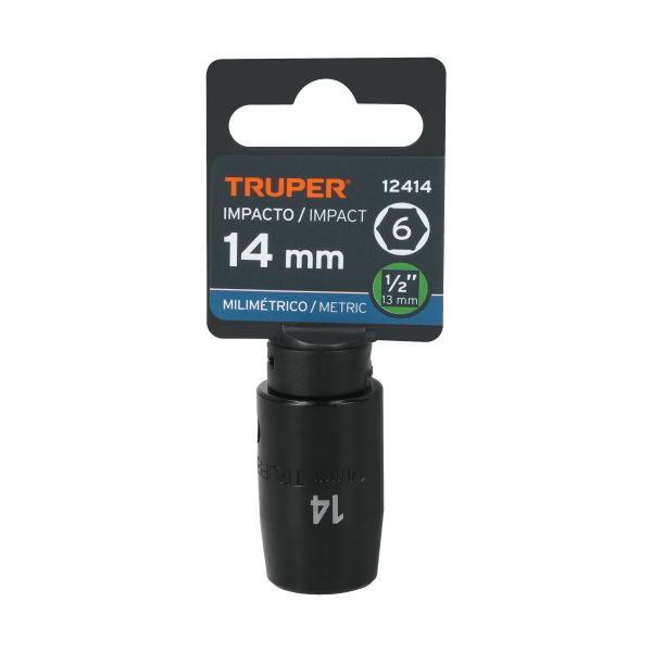 12414 - Dado cuadro 1/2' de impacto 6 puntas de 14 mm, Truper