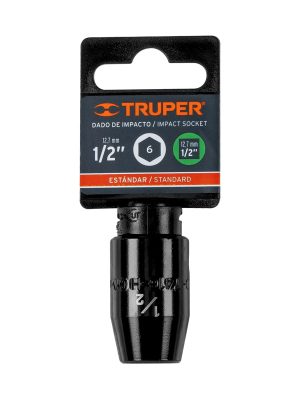 13377 - Dado de impacto de 1/2', 6 puntas, cuadro 1/2', Truper