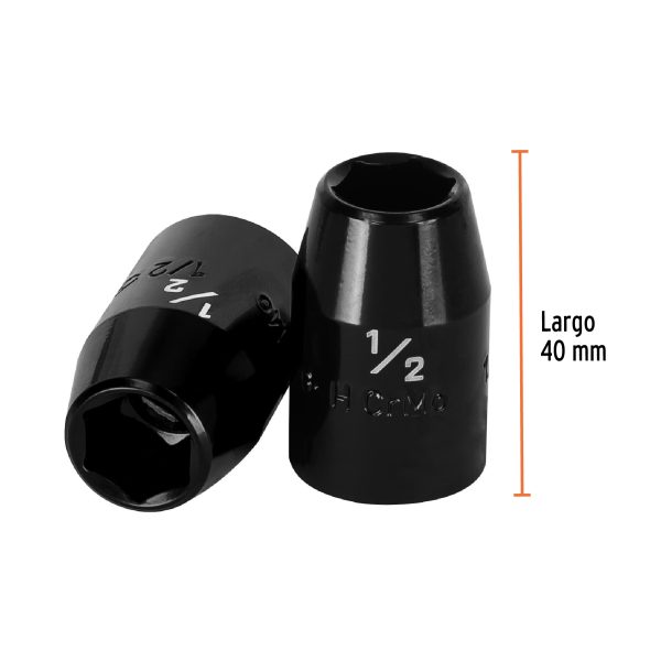 13377 - Dado de impacto de 1/2', 6 puntas, cuadro 1/2', Truper