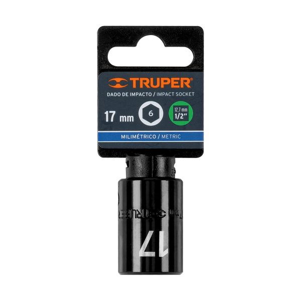 12417 - Dado cuadro 1/2' de impacto 6 puntas de 17 mm, Truper