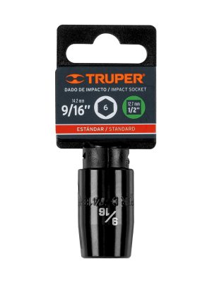 13378 - Dado de impacto de 9/16', 6 puntas, cuadro 1/2', Truper