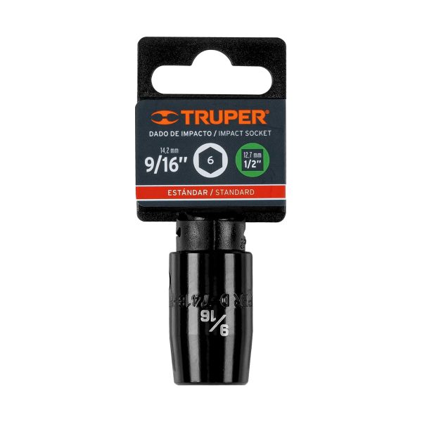 13378 - Dado de impacto de 9/16', 6 puntas, cuadro 1/2', Truper