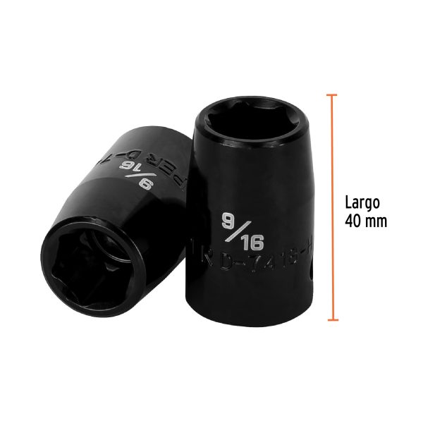 13378 - Dado de impacto de 9/16', 6 puntas, cuadro 1/2', Truper