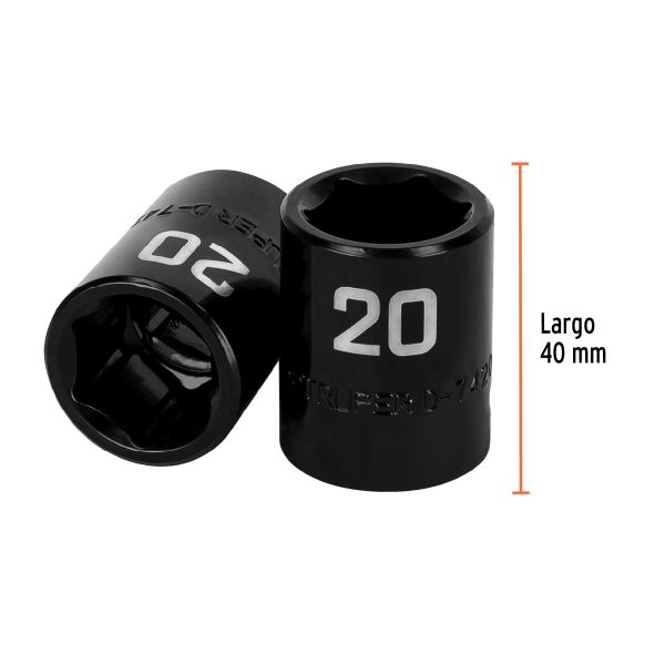 12420 - Dado cuadro 1/2' de impacto 6 puntas de 20 mm, Truper