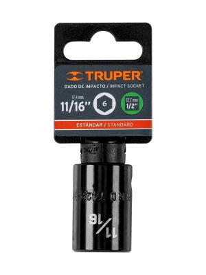 13380 - Dado de impacto de 11/16', 6 puntas, cuadro 1/2', Truper
