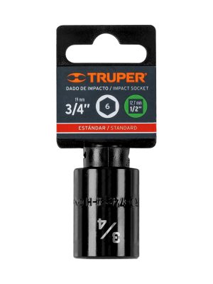 13381 - Dado de impacto de 3/4', 6 puntas, cuadro 1/2', Truper