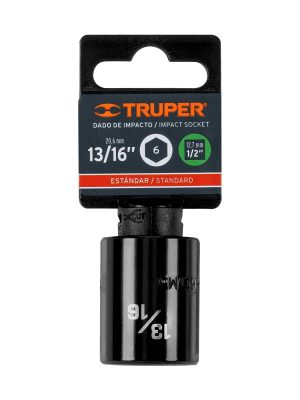 13382 - Dado de impacto de 13/16', 6 puntas, cuadro 1/2', Truper