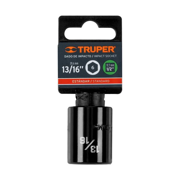 13382 - Dado de impacto de 13/16', 6 puntas, cuadro 1/2', Truper