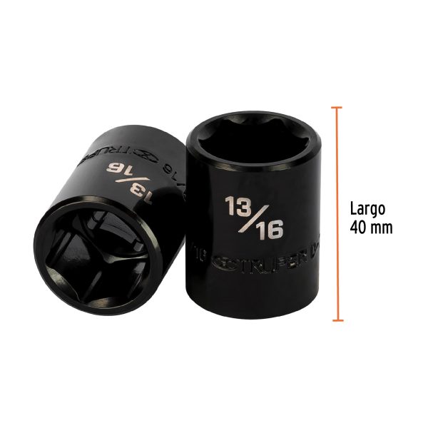 13382 - Dado de impacto de 13/16', 6 puntas, cuadro 1/2', Truper