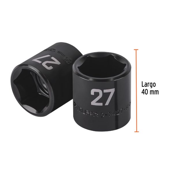 100920 - Dado de impacto de 27 mm, 6 puntas, cuadro 1/2', Truper