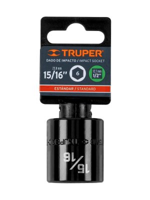 13384 - Dado de impacto de 15/16', 6 puntas, cuadro 1/2', Truper