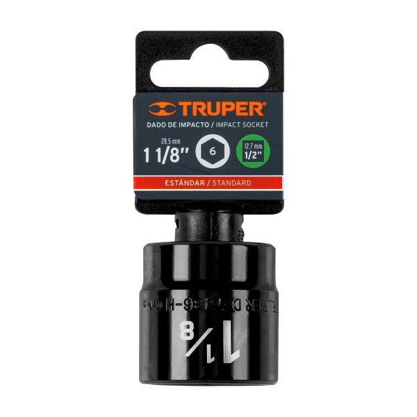 13398 - Dado de impacto de 1-1/8', 6 puntas, cuadro 1/2', Truper