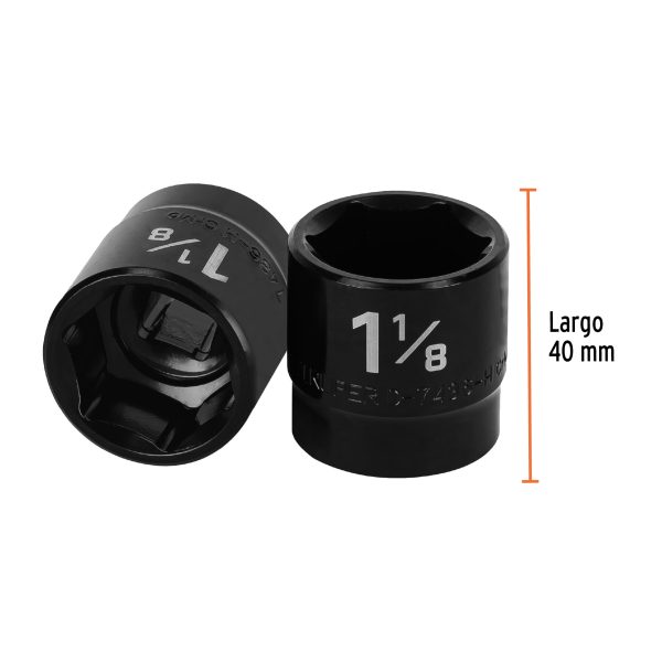 13398 - Dado de impacto de 1-1/8', 6 puntas, cuadro 1/2', Truper