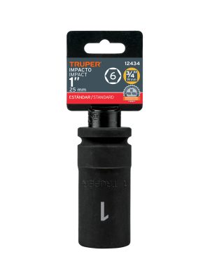 12434 - Dado largo de impacto de 1', 6 puntas, cuadro 3/4', Truper