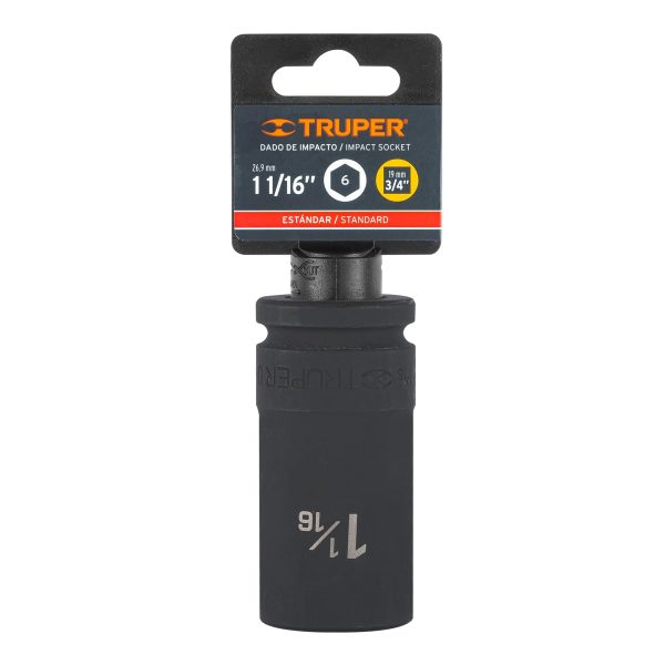 12435 - Dado largo de impacto de 1-1/16', 6 puntas, cuadro 3/4'