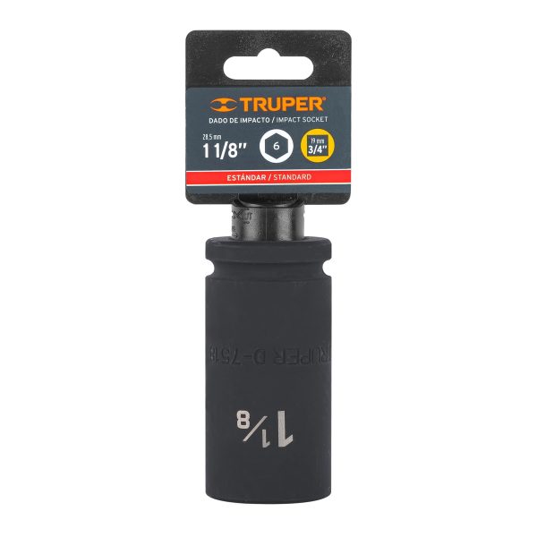 12436 - Dado largo de impacto de 1-1/8', 6 puntas, cuadro 3/4'