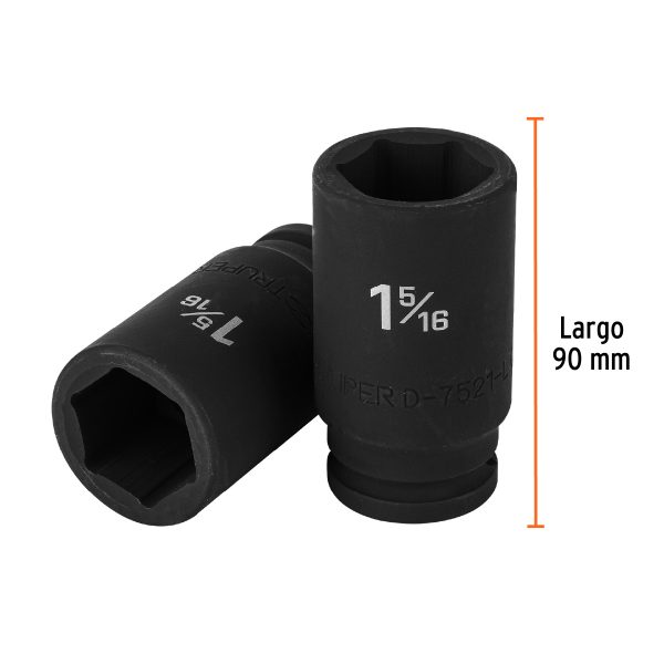 12439 - Dado largo de impacto de 1-5/16', 6 puntas, cuadro 3/4'