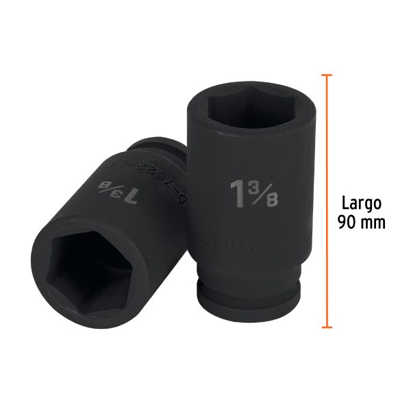 12440 - Dado largo de impacto de 1-3/8', 6 puntas, cuadro 3/4'