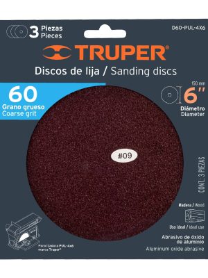 16163 - Paquete c/3 discos de lija 6' grano 60, para PUL-4X6T