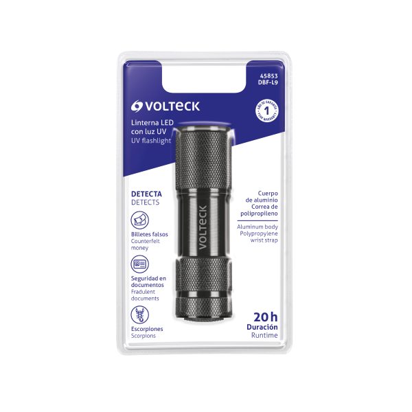 45853 - Linterna LED con Luz ultravioleta, VOLTECK