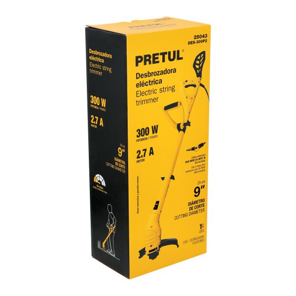 25043 - Desbrozadora eléctrica 300 W mango 'D', 9' corte, Pretul