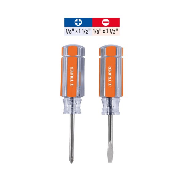 14199 - Dúo de mini desarmadores mango de acetato, Truper