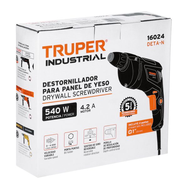 16024 - Destornillador para panel de yeso 540W, TRUPER INDUSTRIAL