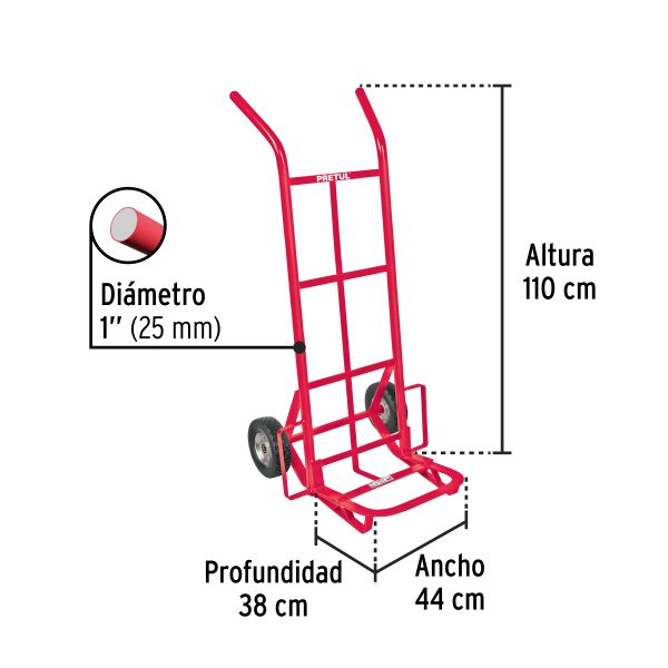 44476 - Diablo de carga de 200 kg, ruedas sólidas, balero sencillo