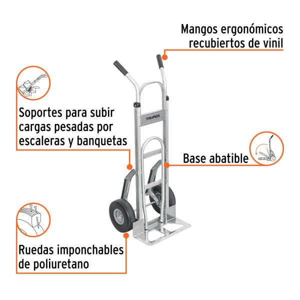 103575 - Diablo de carga de aluminio 250 kg con extensión de base