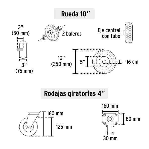 26079 - Diablo de carga convertible 3 en 1, 270Kg, Pretul