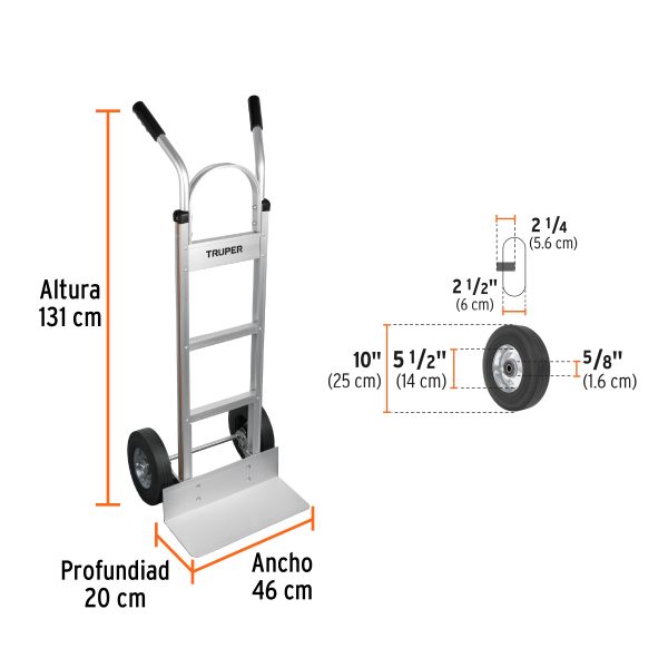 17245 - Diablo de carga de aluminio 300 kg ruedas imponchables