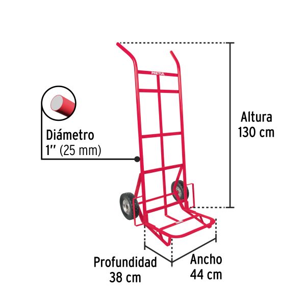 44477 - Diablo de carga de 300 kg, ruedas sólidas, doble balero