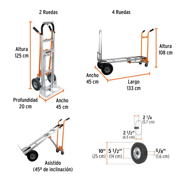 16188 - Diablo convertible de aluminio 3 en 1, Truper