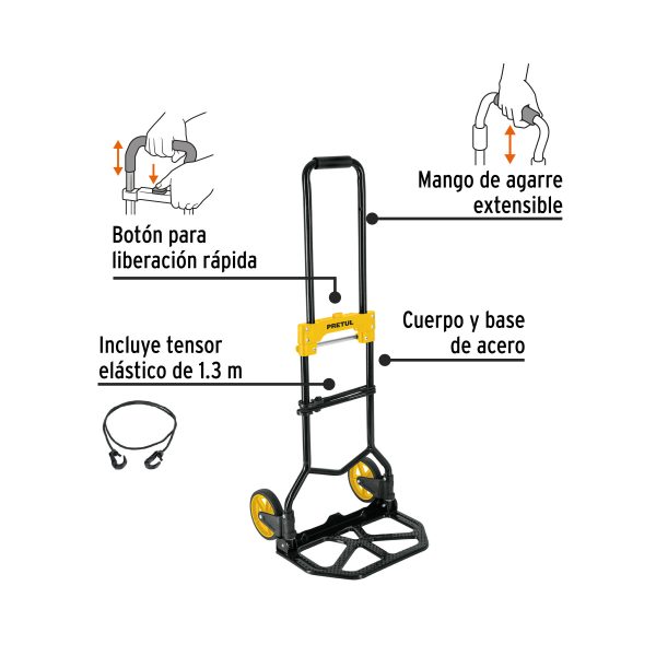 26029 - Diablo de carga, plegable, acero, 60 kg, Pretul
