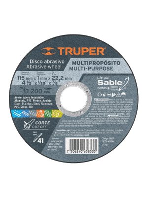 18651 - Disco Tipo 41 de 4-1/2' x 1 mm corte multimaterial, Sable