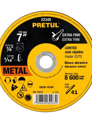 DICOF-7015P.jpg 22349 - Disco Tipo 41 de 7' x 1.5 mm corte fino de metal, Pretul