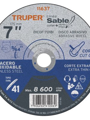 DICOF-7018I.jpg 11637 - Disco Tipo 41 de 7' x 1.8 mm corte fino acero inox, Sable