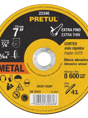 DICOF-7020P.jpg 22346 - Disco Tipo 41 de 7' x 2 mm corte fino de metal, Pretul