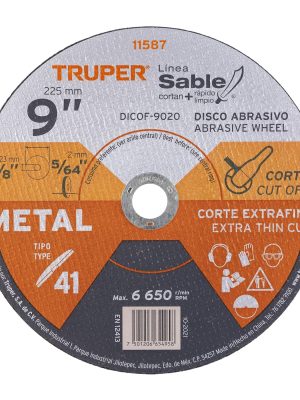 11587 - Disco Tipo 41 de 9' x 2 mm corte fino de metal, Sable