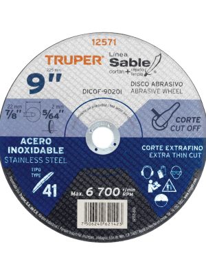 DICOF-9020I.jpg 12571 - Disco Tipo 41 de 9' x 2 mm corte fino acero inox, Sable