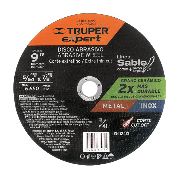 11999 - Disco Tipo 41 de 9' x 2 mm corte fino de metal, Expert