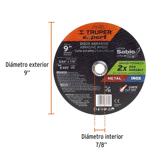 11999 - Disco Tipo 41 de 9' x 2 mm corte fino de metal, Expert