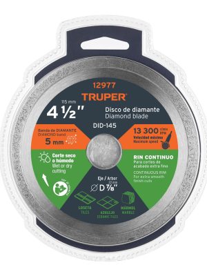 DID-145E1.jpg 12977 - Disco de diamante de 4-1/2' x 1.6 mm, rin continuo, TRUPER