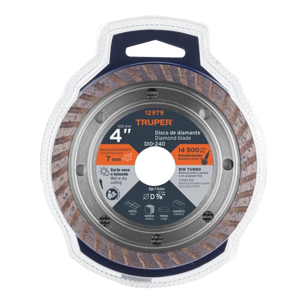 12979 - Disco de diamante de 4' x 2.2 mm, rin turbo, TRUPER