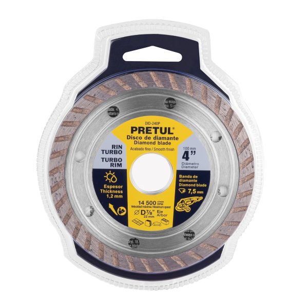 27016 - Disco de diamante de 4' x 1.2 mm, rin turbo, PRETUL