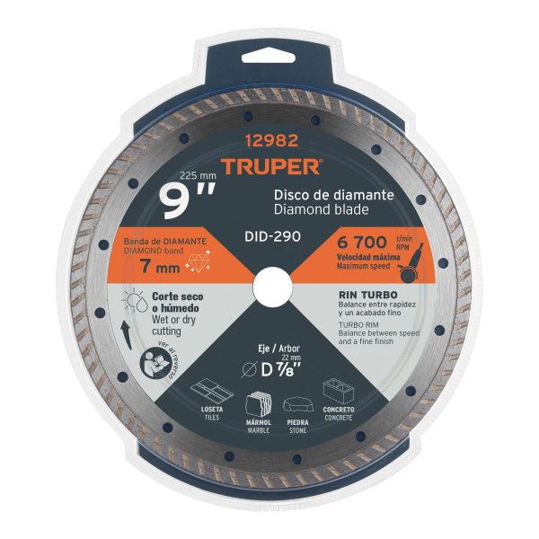 12982 - Disco de diamante de 9' x 3 mm, rin turbo, TRUPER