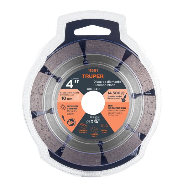 11581 - Disco de diamante de 4' x 2.1 mm, rin segmentado, TRUPER