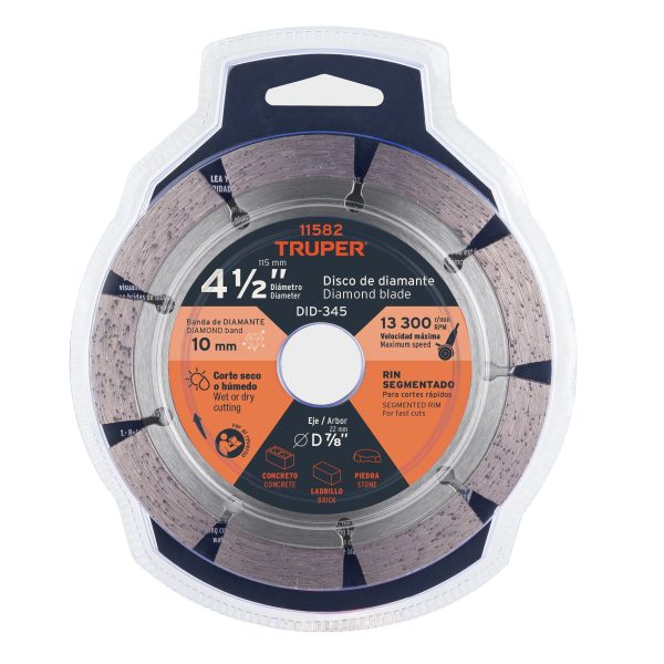 11582 - Disco de diamante de 4-1/2' x 2.1 mm, rin segmentado, TRUPER