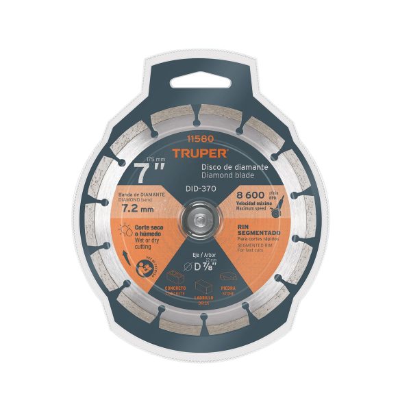 11580 - Disco de diamante de 7' x 2.5 mm, rin segmentado, TRUPER