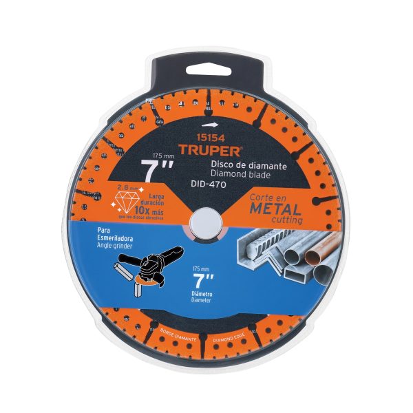 15154 - Disco de diamante de 7' x 2.8 mm, corte de metal, TRUPER